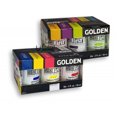 Golden Soflat Matte Acrylics消光壓克力顏料套組59ml*6色(基本組015/鮮艷組016)