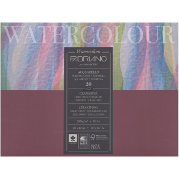 Fabriano法比亞諾Watercolor冷壓無酸中粗紋畫家水彩本20張200g#7261