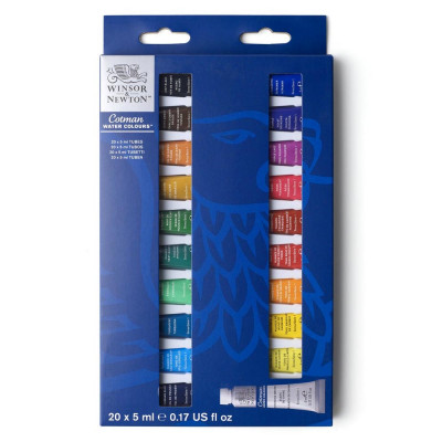 Winsor&Newton溫莎牛頓Cotman Watercolors管狀水彩顏料5ml盒裝20色