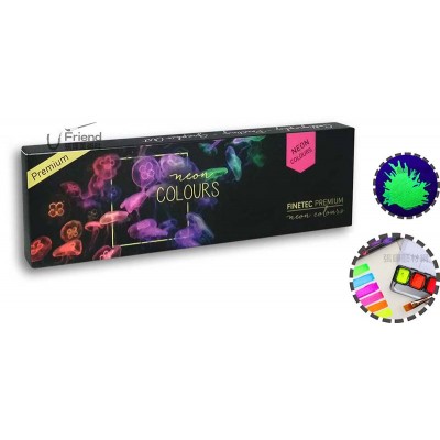 Finetec Premium Neon螢光色塊狀水彩6色盒裝(FN9000)
