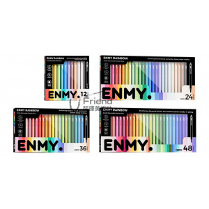 Enmy恩米Rainbow Acrylic Retractable Fineliners按壓式彩色壓克力線條筆0.7mm盒裝12-48色