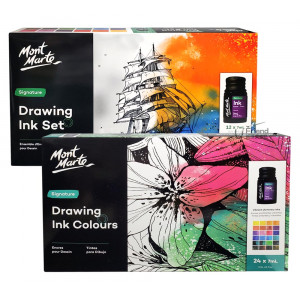 Mont Marte蒙馬特Drawing Ink Colors水性繪畫珠光墨水7ml盒裝12-24色#PMNK